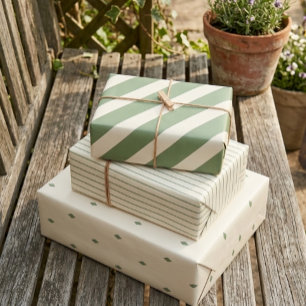 Cottage Garden Sage Green Vintage 3 Wrapping Paper Sheet