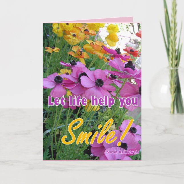Cottage Garden Smile Pink Rannunculus floral Card (Front)
