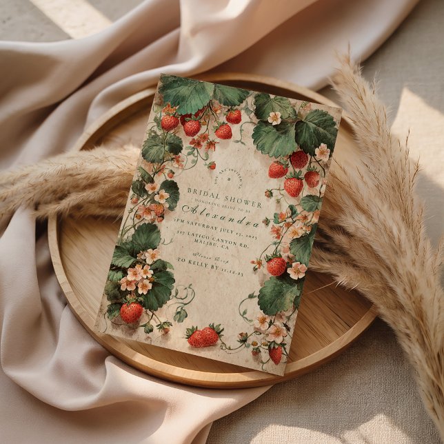 Cottage Garden Strawberry Bridal Shower Invitation (Creator Uploaded)