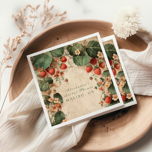 Cottage Garden Strawberry Bridal Shower Napkin (Creator Uploaded)