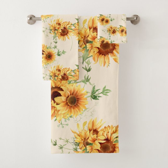 Cottage Garden Sunflowers Bath Towel Set (Insitu)