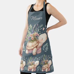 Cottage Garden Turtle Watercolor Apron