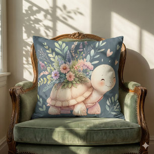 Cottage Garden Turtle Watercolor Cushion