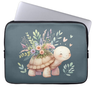 Cottage Garden Turtle Watercolor Laptop Sleeve
