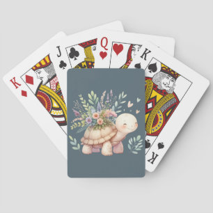 Cottage Garden Turtle Watercolor Playing Cards