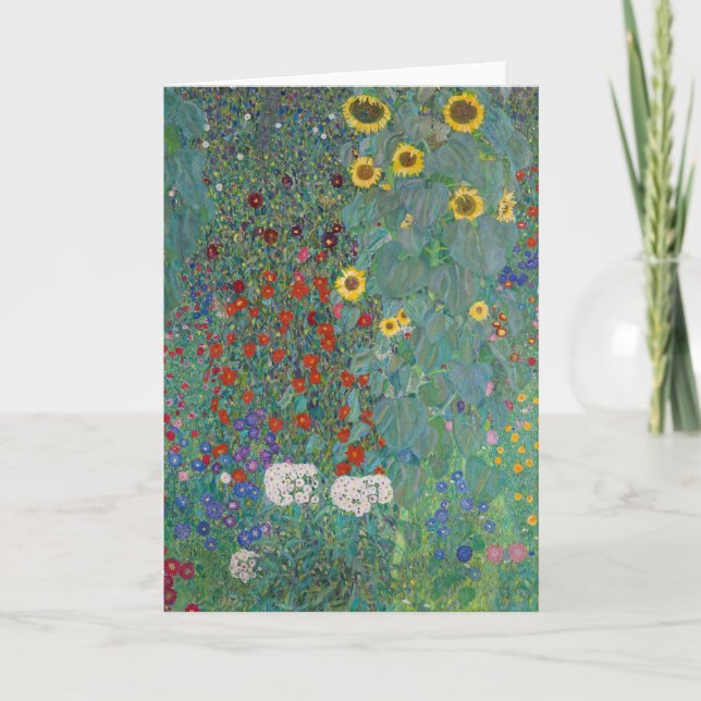 Cottage Garden with Sunflowers | Gustav Klimt Card (Front)