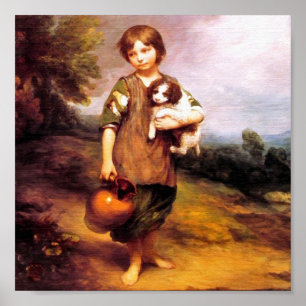 Cottage Girl with Dog and Pitcher Poster
