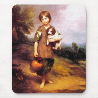 Cottage Girl with Dog Mouse Mat