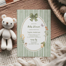 Cottage Green Bow Frame Baby Shower