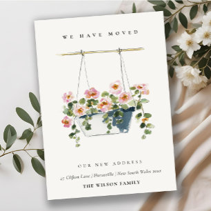 Cottage Hanging Floral Basket We have Moved Card