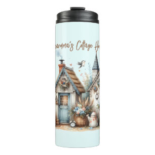 Cottage Haven Floral Homes Illustration Thermal Tumbler