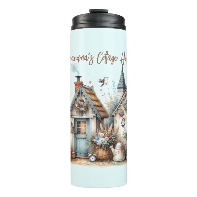 Cottage Haven Floral Homes Illustration Thermal Tumbler (Front)