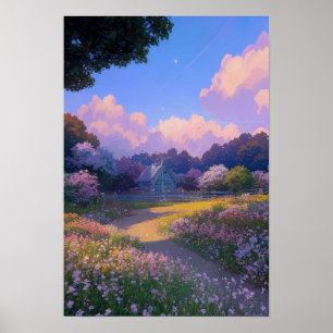 Cottage in Garden Haven Poster