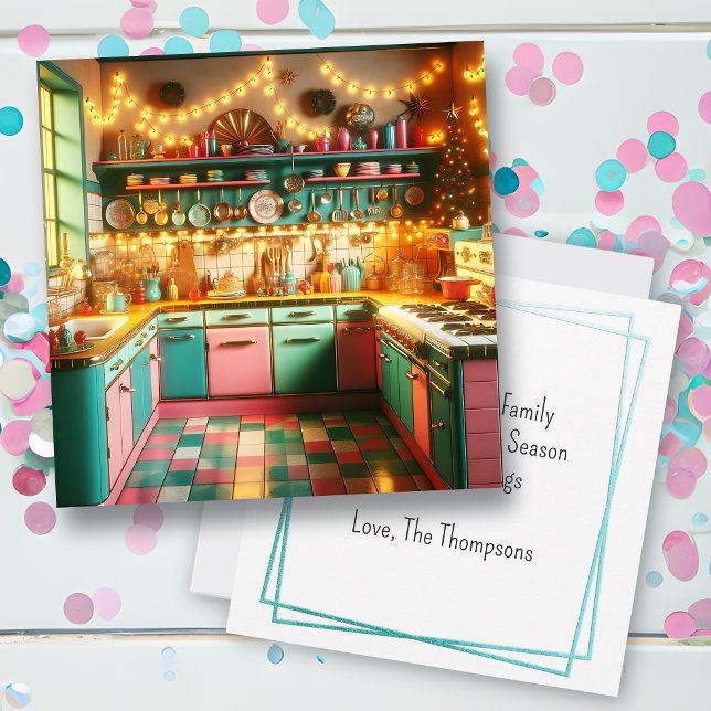 Cottage Kitsch Retro Kitchen Christmas Card (Creator Uploaded)