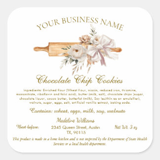 Cottage Law Label Home Bakery Ingredients Sticker