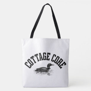 cottage loon heated rivalry tote bag
