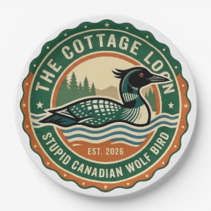 Cottage Loon Stupid Canadian Wolf Bird  Paper Plate