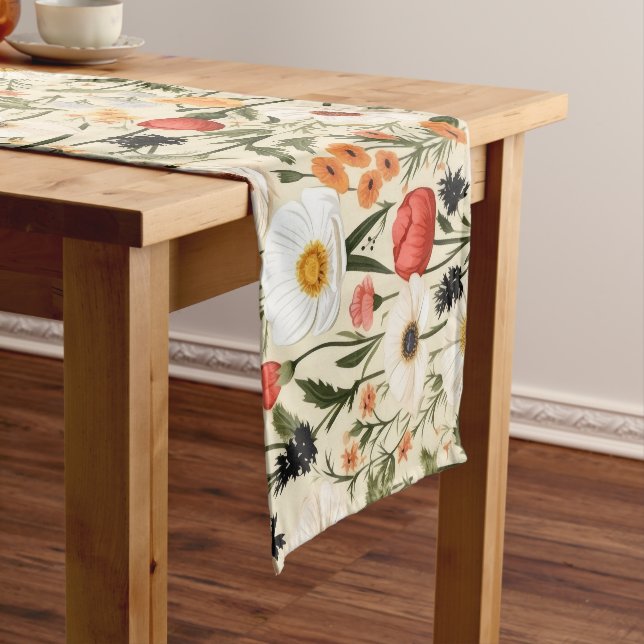 Cottage Meadow Colourful Wildflowers # Short Table Runner (In Situ)
