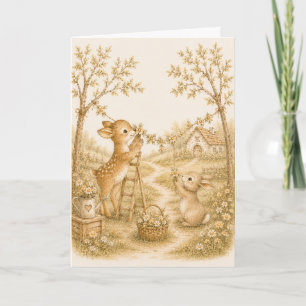 Cottage Meadow Watercolor Greeting Card