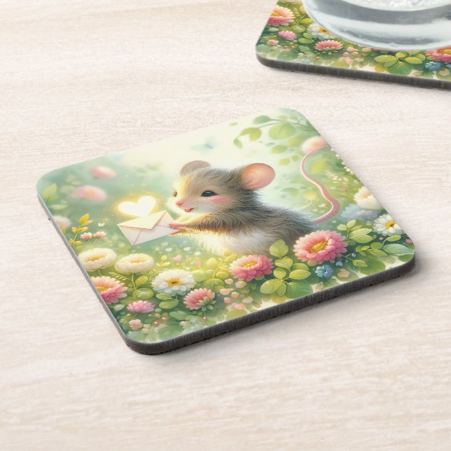 Cottage Mouse Love Letter Meadow Coaster (Left Side)