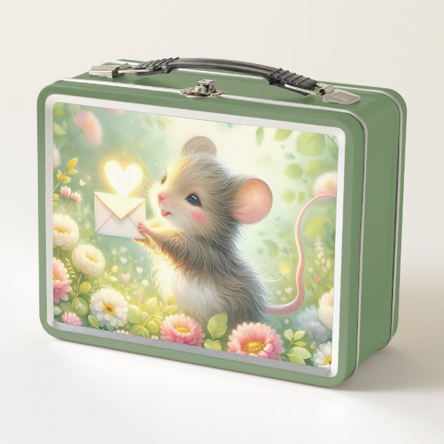 Cottage Mouse Love Letter Meadow Metal Lunch Box (Front)