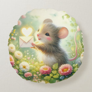 Cottage Mouse Love Letter Meadow Round Cushion