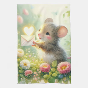 Cottage Mouse Love Letter Meadow Tea Towel