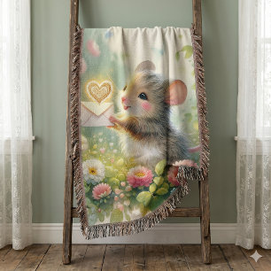 Cottage Mouse Love Letter Meadow Throw Blanket