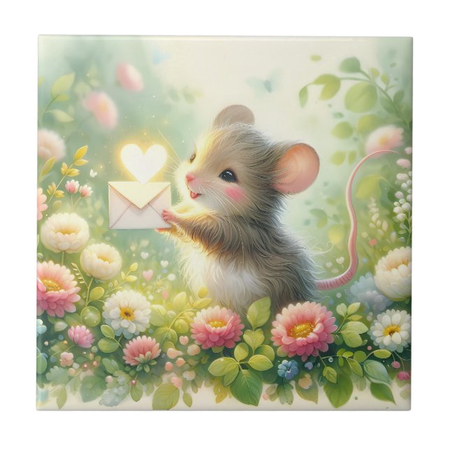 Cottage Mouse Love Letter Meadow Tile (Front)