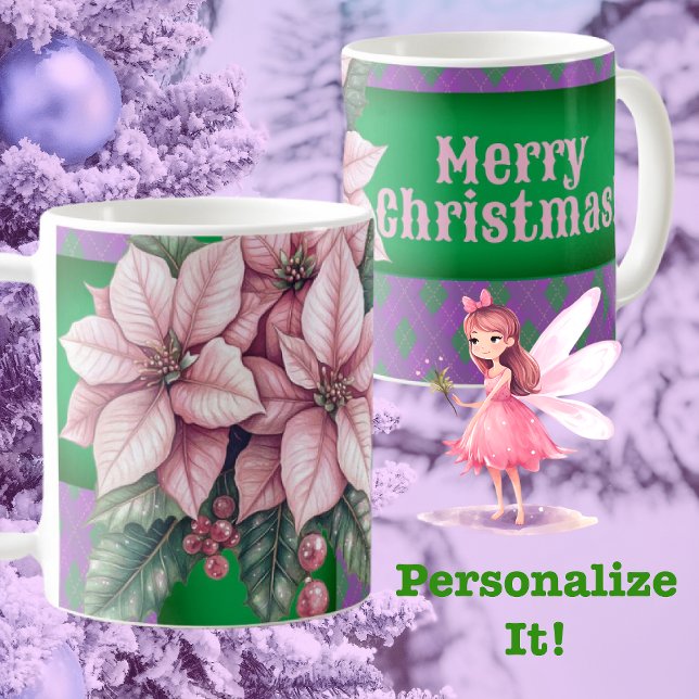 Cottage Pink and Purple Personalised Christmas  Coffee Mug (Creator Uploaded)