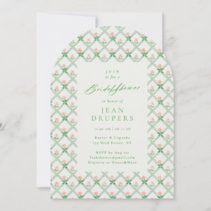 Cottage Pink Floral Trellis Bridal Shower Party Invitation