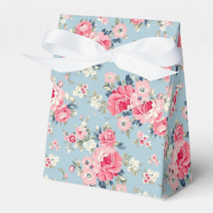 Cottage Pink Roses on Blue Background Favour Box