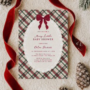 Cottage Plaid Merry Little Baby Shower Invitation
