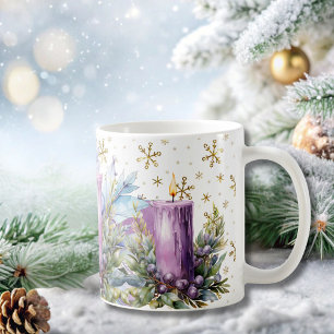 Cottage Purple Candle Christmas Mug