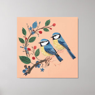 Cottage Quilling Effect Birds on a vine Canvas Print