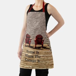 Cottage Red Adirondack Beach Chairs Apron