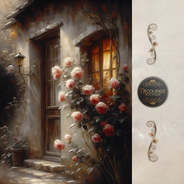 Cottage Rose Entrance Decoupage Tissue Paper (Cottage Rose Entrance Decoupage Tissue Paper)