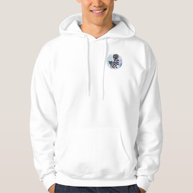 Cottage Rose Magic on Blue Hoodie (Front)
