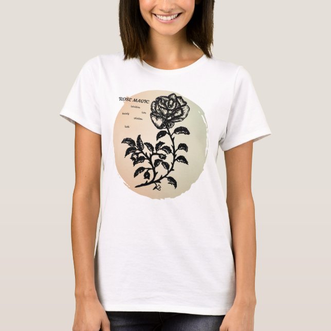 Cottage Rose Magic on Peach T-Shirt (Front)
