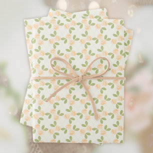 Cottage Roses in light orange Wrapping Paper Sheet