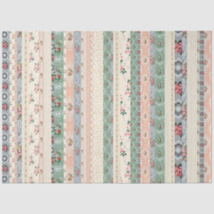 Cottage Roses Wallpaper Strips Tissue Paper