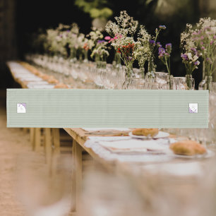 Cottage Sage Stripe Purple Floral Script Monogram  Medium Table Runner