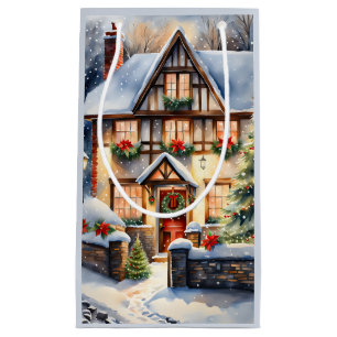Cottage Snowy Christmas Gift Bag