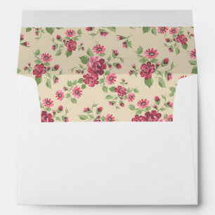 Cottage Style Floral Pink Roses Cream Background Envelope