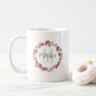 Cottage Style Mother Floral Pink Roses Wreath Coffee Mug