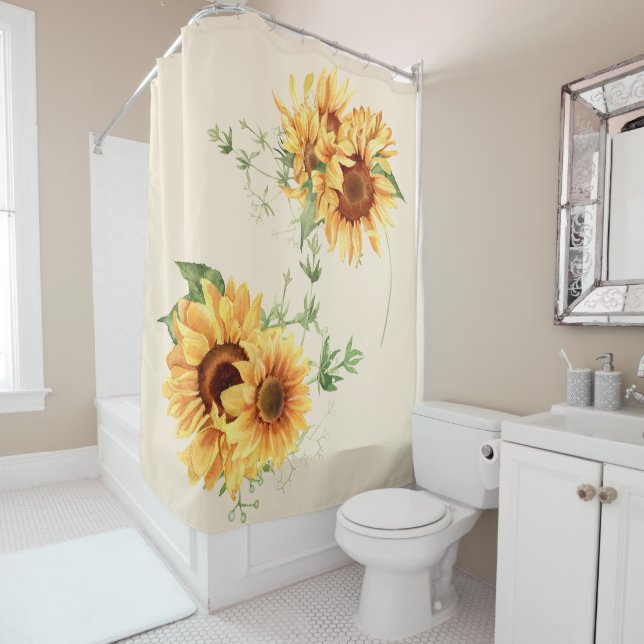 Cottage Sunflowers Shower Curtain (In Situ)