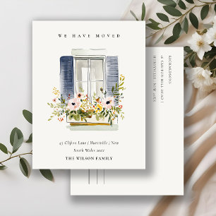 Cottage Vintage Floral Window We have Moved Card