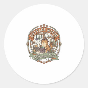 Cottage Witch Kitchen Cat Cottage Witch Kitchen Ca Classic Round Sticker