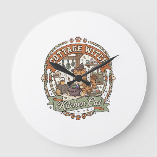 Cottage Witch Kitchen Cat Cottage Witch Kitchen Ca Large Clock