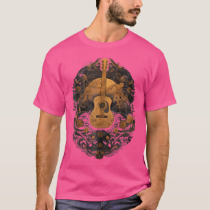 Cottagecore Acoustic Guitar With Moon Nature Music T-Shirt
